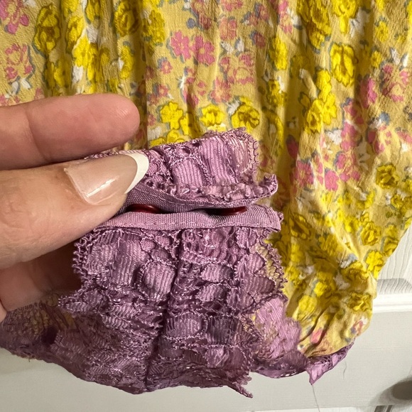 Free People Bare it All Yellow Floral Print Tie-Strap Bodysuit Size Medium - Picture 8 of 9